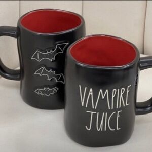 Rae Dunn  "VAMPIRE JUICE" BAT black & red Mug Double Sided NWT